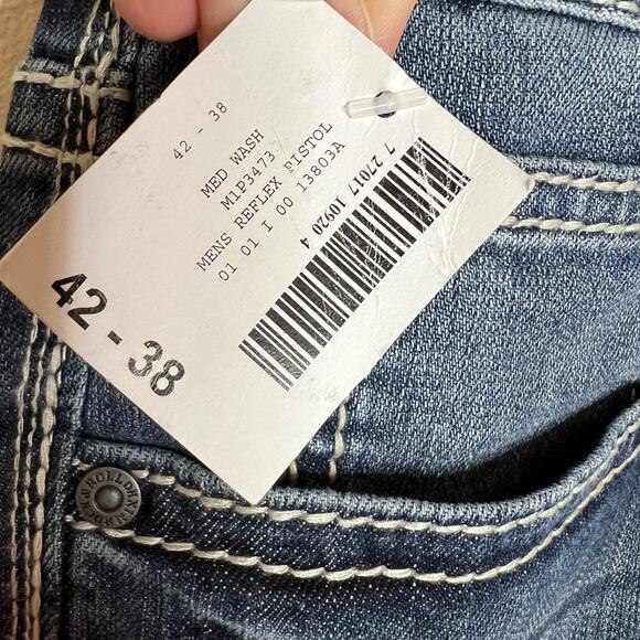 Rock & Roll Cowboy Pistol Straight Reflex Jeans 42x38 Men Med Wash Western Denim - Picture 7 of 13